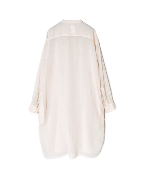 INAM2643GD 60s SINGLE GAUZE PLAIN OVERDYE UTILITY BANDED COLLAR LONG SHIRT