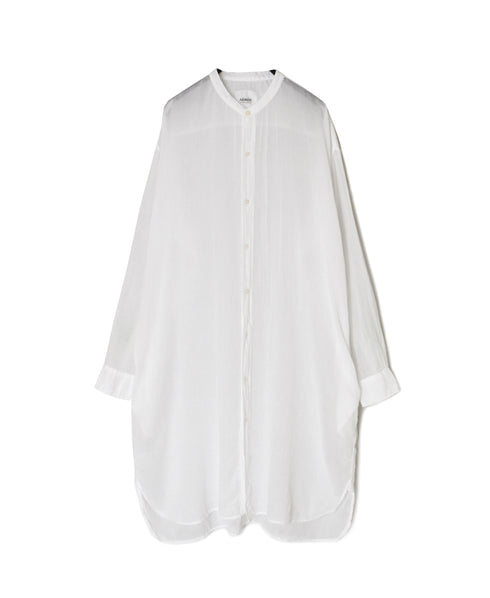 INAM2643GD 60s SINGLE GAUZE PLAIN OVERDYE UTILITY BANDED COLLAR LONG SHIRT