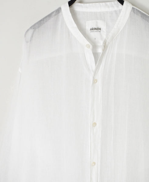 INAM2643GD 60s SINGLE GAUZE PLAIN OVERDYE UTILITY BANDED COLLAR LONG SHIRT