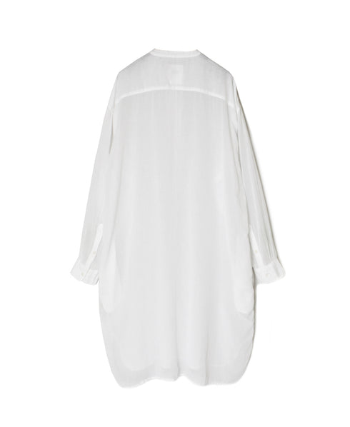 INAM2643GD 60s SINGLE GAUZE PLAIN OVERDYE UTILITY BANDED COLLAR LONG SHIRT