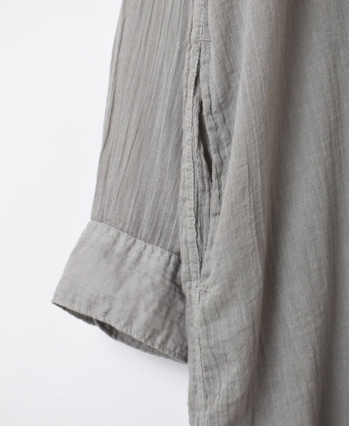INAM2643GD 60s SINGLE GAUZE PLAIN OVERDYE UTILITY BANDED COLLAR LONG SHIRT