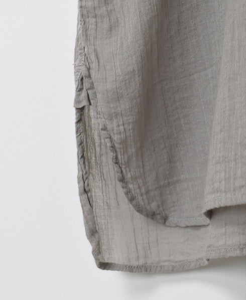 INAM2643GD 60s SINGLE GAUZE PLAIN OVERDYE UTILITY BANDED COLLAR LONG SHIRT