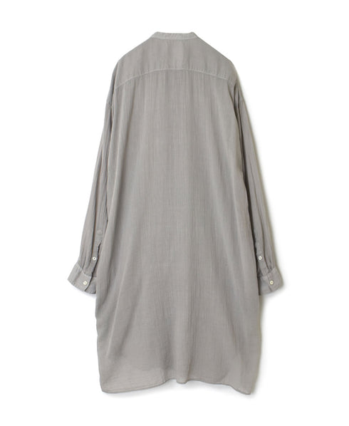 INAM2643GD 60s SINGLE GAUZE PLAIN OVERDYE UTILITY BANDED COLLAR LONG SHIRT