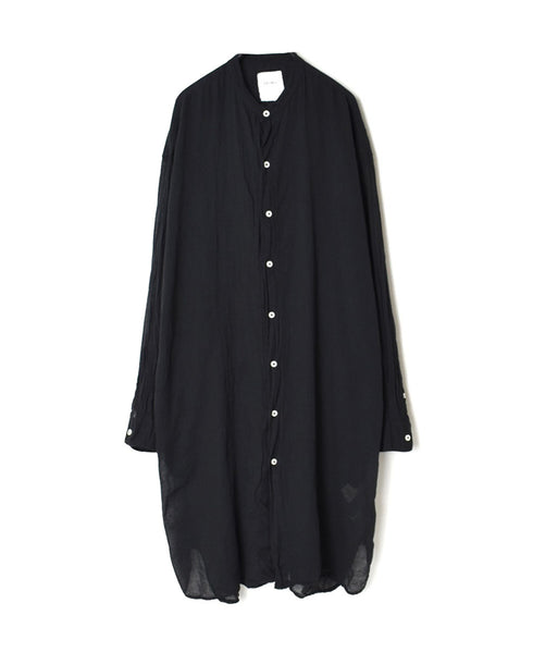 INAM2643GD 60s SINGLE GAUZE PLAIN OVERDYE UTILITY BANDED COLLAR LONG SHIRT