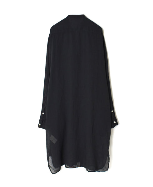 INAM2643GD 60s SINGLE GAUZE PLAIN OVERDYE UTILITY BANDED COLLAR LONG SHIRT
