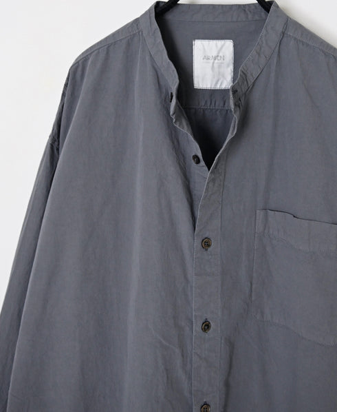 INAM2652PD 40s POPLIN OVERDYE UTILITY BANDED COLLAR LONG SHIRT