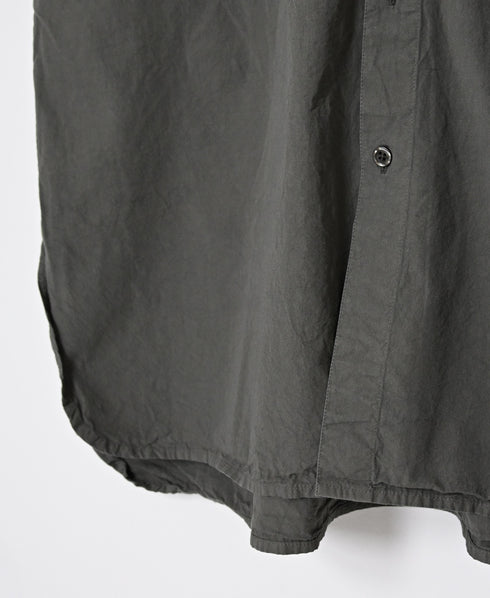 INAM2652PD 40s POPLIN OVERDYE UTILITY BANDED COLLAR LONG SHIRT