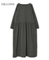 INAM2653PD 40s POPLIN OVERDYE BOAT NECK L/SL ONE-PIECE
