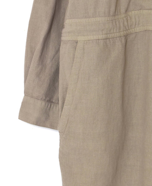 INHT2511CLD COTTON LINEN PLAIN OVERDYE ONE-UP COLLAR OVERALLS
