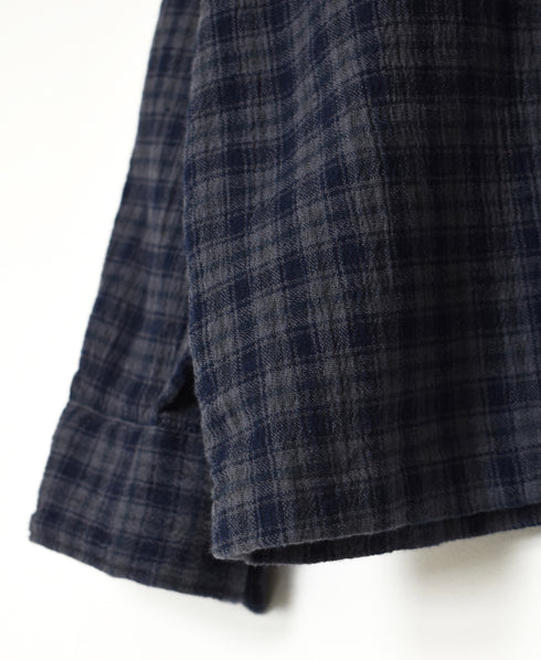INHT2512CCD COTTON CHECK OVERDYE ONE-UP COLLAR SHIRT