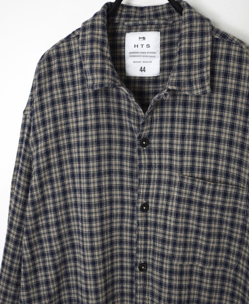INHT2512CCD COTTON CHECK OVERDYE ONE-UP COLLAR SHIRT