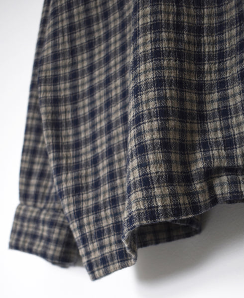 INHT2512CCD COTTON CHECK OVERDYE ONE-UP COLLAR SHIRT