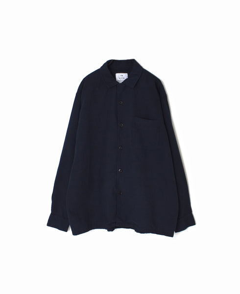 INHT2512CLD COTTON LINEN PLAIN OVERDYE ONE-UP COLLAR SHIRT