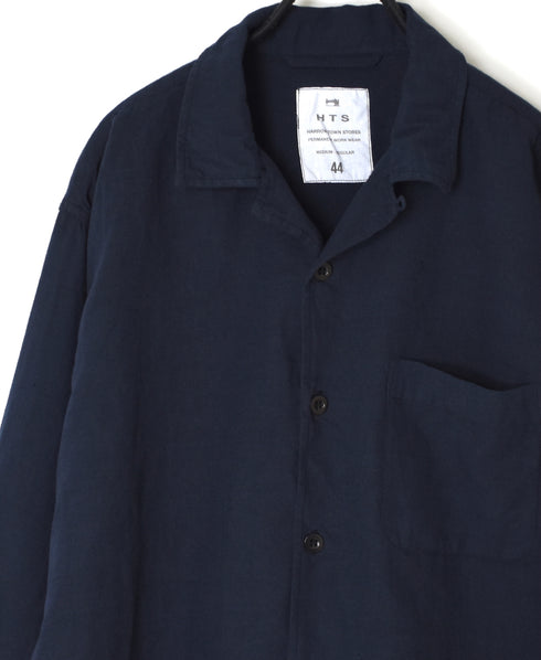 INHT2512CLD COTTON LINEN PLAIN OVERDYE ONE-UP COLLAR SHIRT