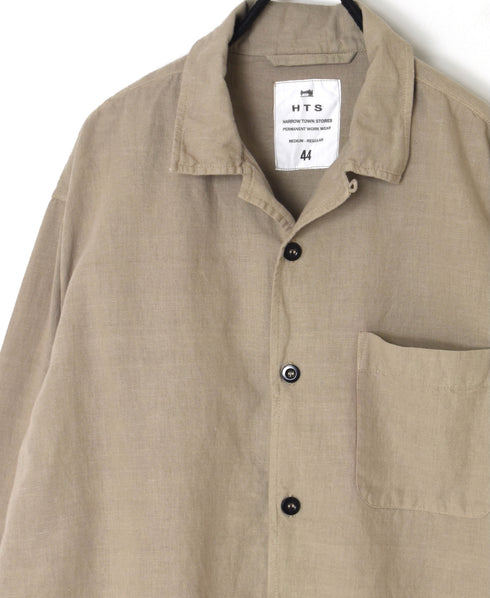 INHT2512CLD COTTON LINEN PLAIN OVERDYE ONE-UP COLLAR SHIRT