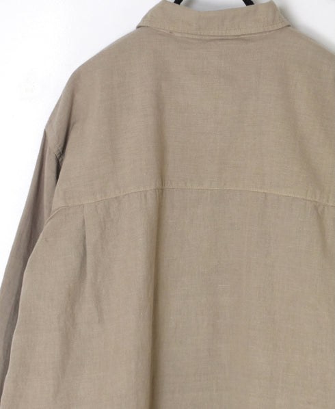 INHT2512CLD COTTON LINEN PLAIN OVERDYE ONE-UP COLLAR SHIRT