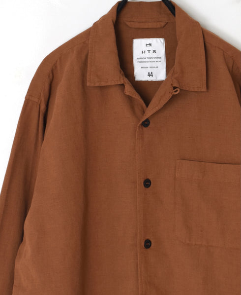 INHT2512CLD COTTON LINEN PLAIN OVERDYE ONE-UP COLLAR SHIRT