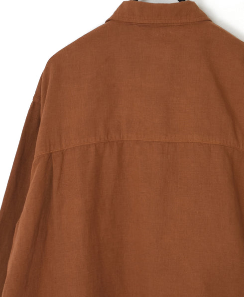 INHT2512CLD COTTON LINEN PLAIN OVERDYE ONE-UP COLLAR SHIRT