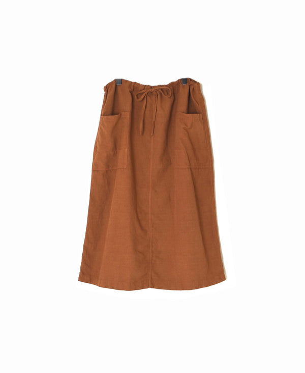 INHT2514CLD COTTON LINEN PLAIN OVERDYE EASY SKIRT