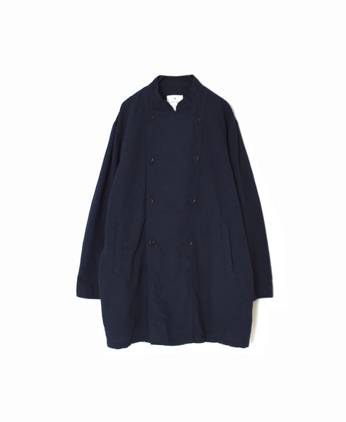 INHT2611CLD COTTON LINEN PLAIN OVERDYE STAND COLLAR DOUBLE BREAST JACKET
