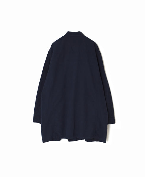 INHT2611CLD COTTON LINEN PLAIN OVERDYE STAND COLLAR DOUBLE BREAST JACKET