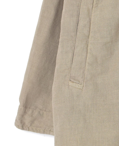 INHT2611CLD COTTON LINEN PLAIN OVERDYE STAND COLLAR DOUBLE BREAST JACKET
