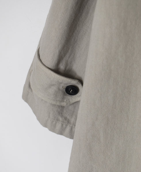 INHT2651D COTTON HERRINGBONE PLAIN OVERDYE BALMACAAN COAT