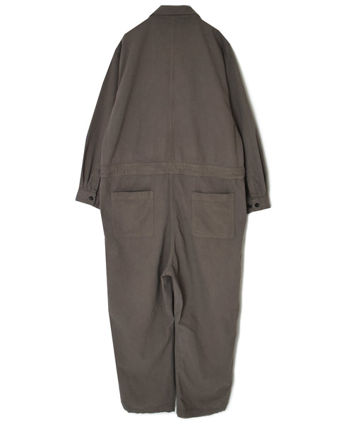 INHT2653D COTTON HERRINGBONE PLAIN OVERDYE ONE-UP COLLAR OVERALLS