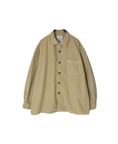 INHT2671D COTTON FLANNEL PLAIN OVERDYE ONE-UP COLLAR SHIRT