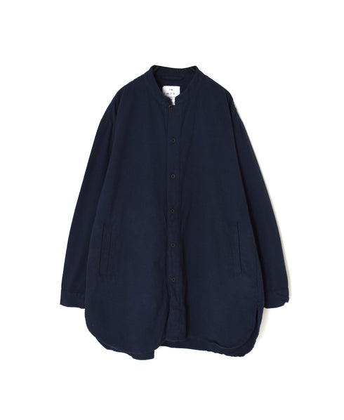 INHT2673D COTTON FLANNEL PLAIN OVERDYE STAND COLLAR SHIRT