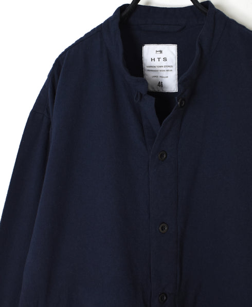 INHT2673D COTTON FLANNEL PLAIN OVERDYE STAND COLLAR SHIRT