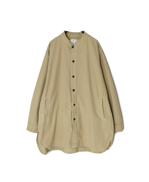 INHT2673D COTTON FLANNEL PLAIN OVERDYE STAND COLLAR SHIRT