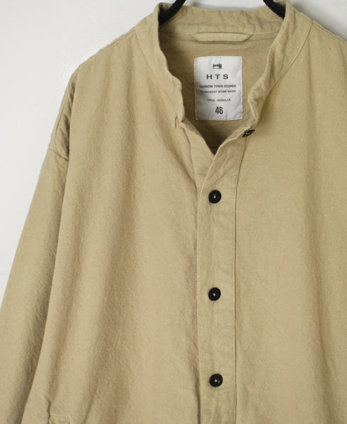INHT2673D COTTON FLANNEL PLAIN OVERDYE STAND COLLAR SHIRT