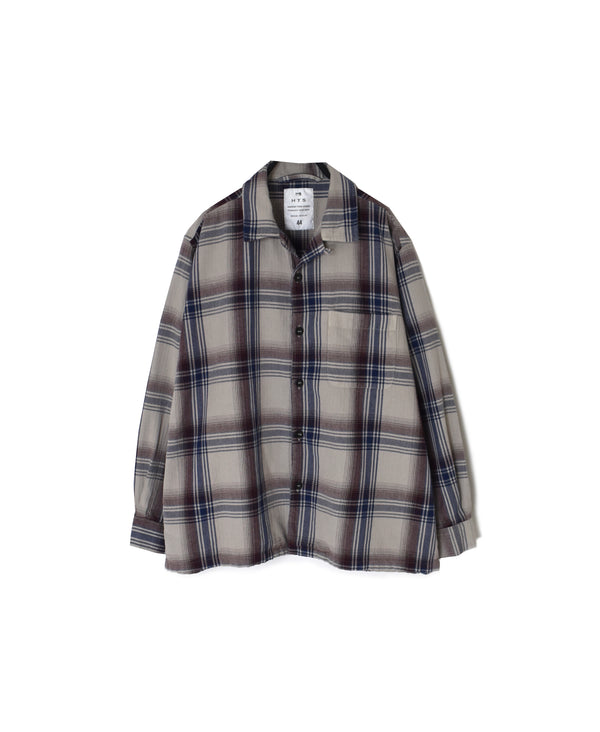 INHT2681CD COTTON CHECK OVERDYE ONE-UP COLLAR SHIRT