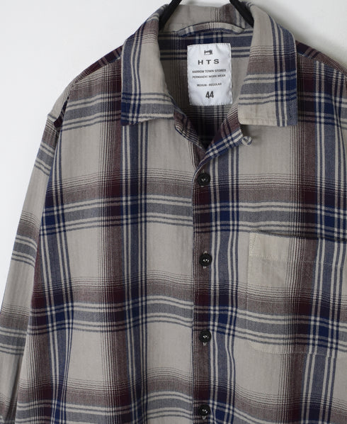 INHT2681CD COTTON CHECK OVERDYE ONE-UP COLLAR SHIRT