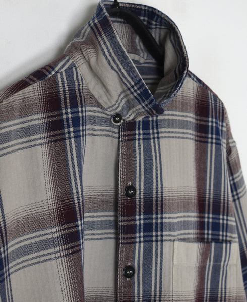 INHT2681CD COTTON CHECK OVERDYE ONE-UP COLLAR SHIRT