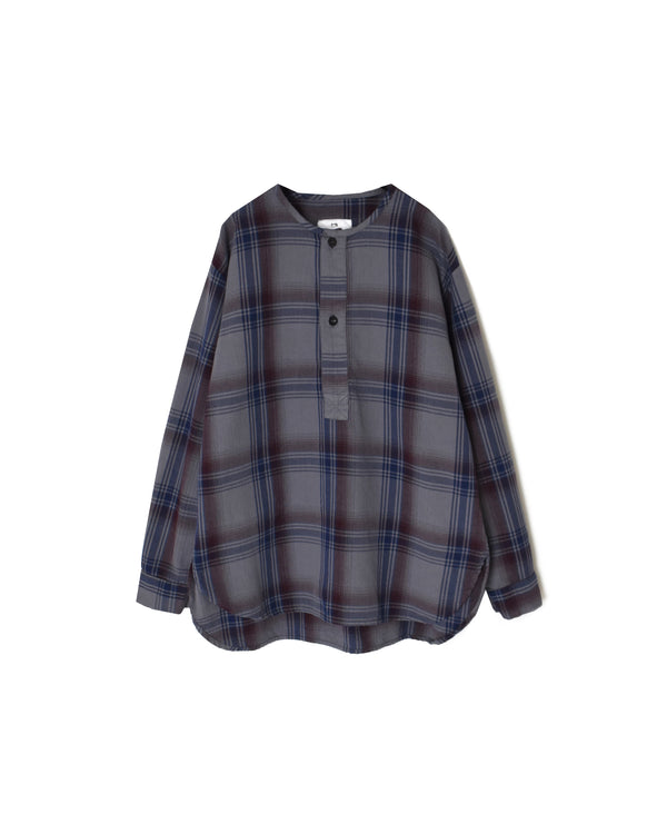 INHT2682CD COTTON CHECK OVERDYE HENLEY NECK SHIRT