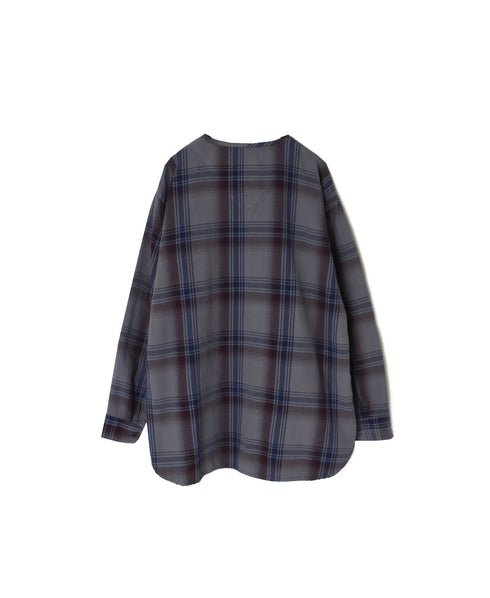 INHT2682CD COTTON CHECK OVERDYE HENLEY NECK SHIRT