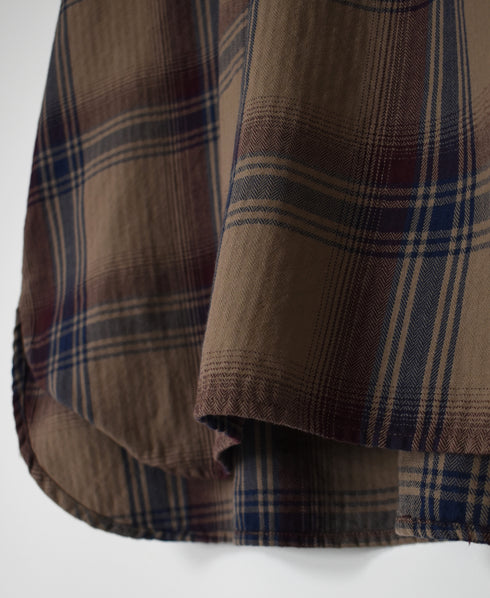 INHT2682CD COTTON CHECK OVERDYE HENLEY NECK SHIRT