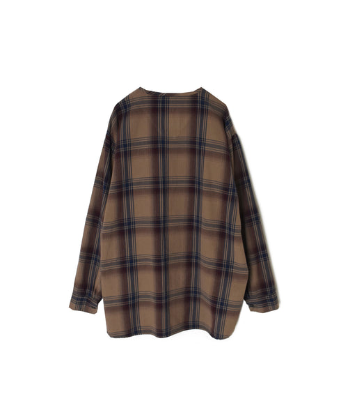 INHT2682CD COTTON CHECK OVERDYE HENLEY NECK SHIRT
