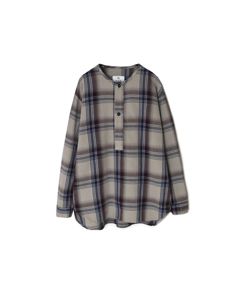 INHT2682CD COTTON CHECK OVERDYE HENLEY NECK SHIRT
