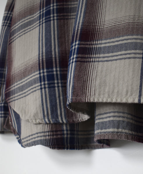 INHT2682CD COTTON CHECK OVERDYE HENLEY NECK SHIRT