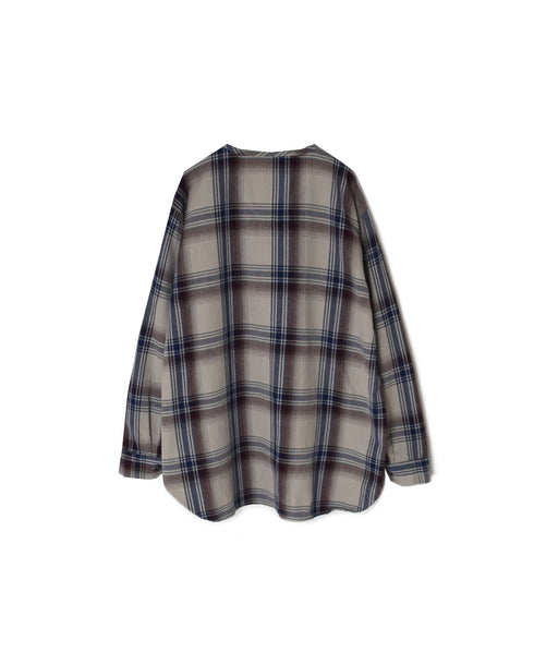INHT2682CD COTTON CHECK OVERDYE HENLEY NECK SHIRT