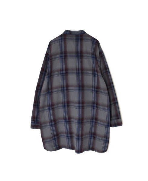 INHT2683CD COTTON CHECK OVERDYE STAND COLLAR SHIRT
