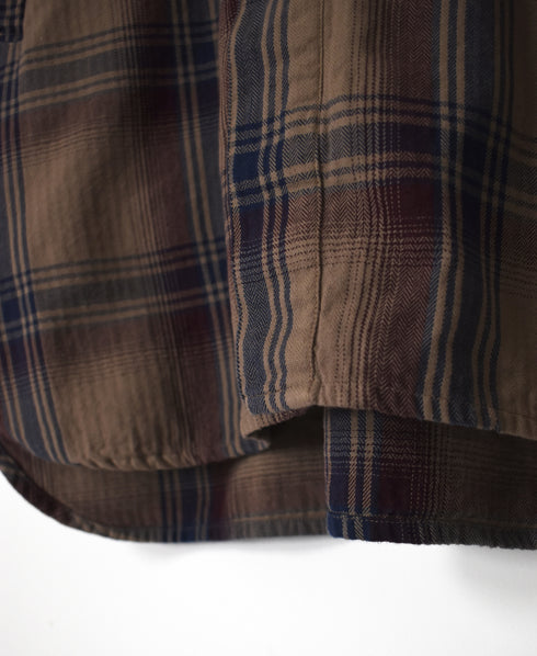INHT2683CD COTTON CHECK OVERDYE STAND COLLAR SHIRT