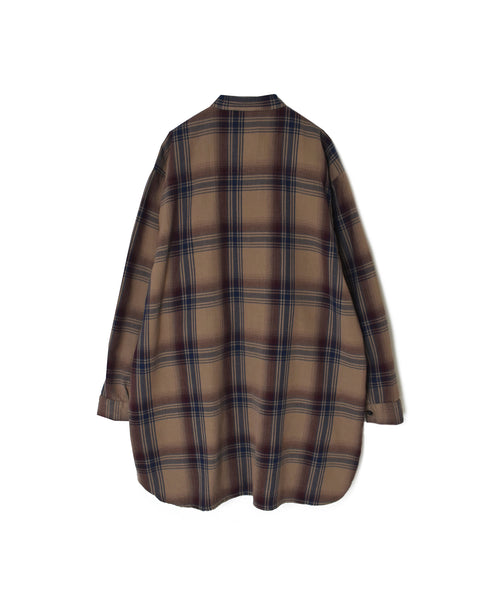 INHT2683CD COTTON CHECK OVERDYE STAND COLLAR SHIRT