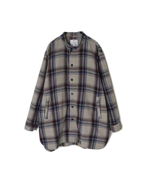 INHT2683CD COTTON CHECK OVERDYE STAND COLLAR SHIRT