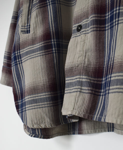 INHT2683CD COTTON CHECK OVERDYE STAND COLLAR SHIRT