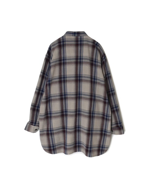 INHT2683CD COTTON CHECK OVERDYE STAND COLLAR SHIRT