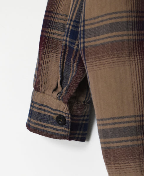 INHT2684CD COTTON CHECK OVERDYE HOODED PULLOVER SHIRT